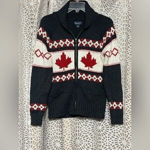 Bluenotes Canada Maple Leaf Cardigan Blue Gray M